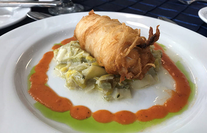 Plate of potato crusted silverfin.