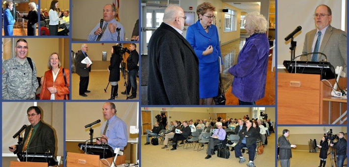 Picture collage of speakers and participants at the public forum. Photo courtesy of USACE.